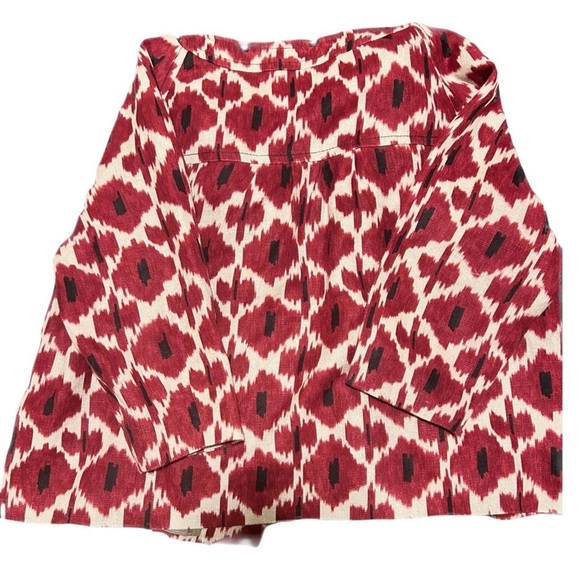 Michael Kors Red, Tan and Black 100% Linen Cropped Jacket Blazer Womens Size 1X - Picture 4 of 5